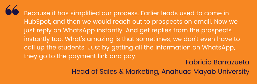 hubspot whatsapp for universities