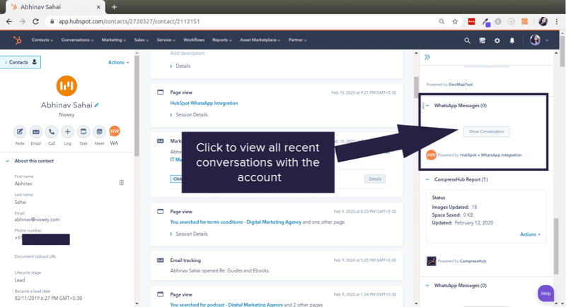 show conversation button