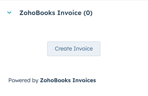 Zoho Books CRM integration with HubSpot - CRM card