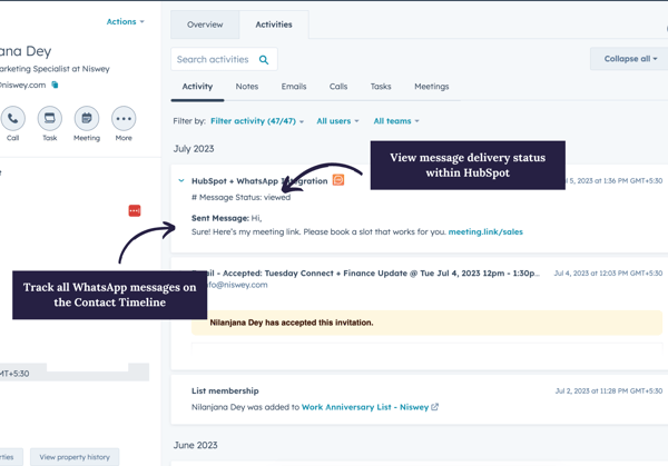 whatsapp hubspot integration - track whatsapp messages in HubSpot