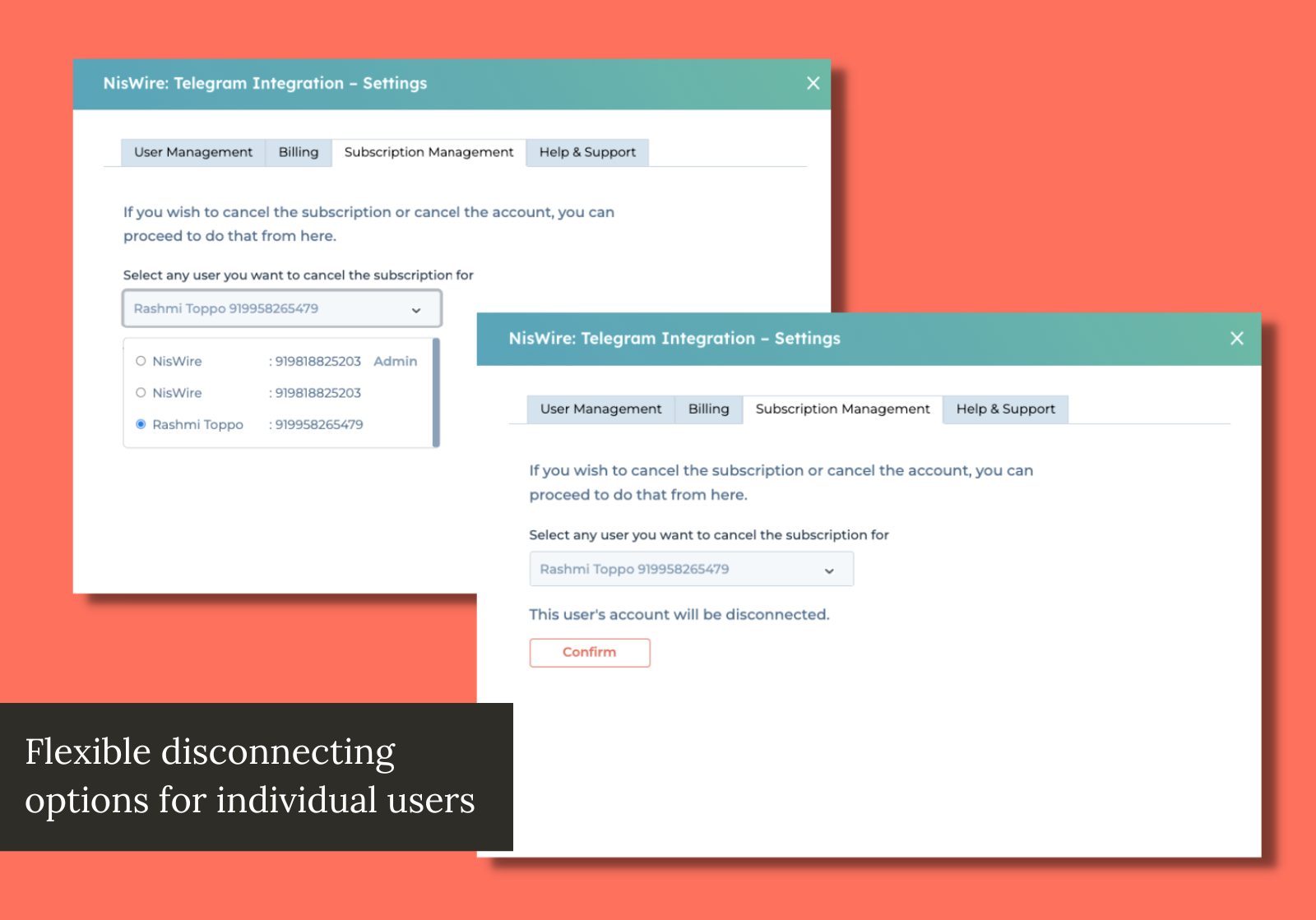 Flexible disconnection options